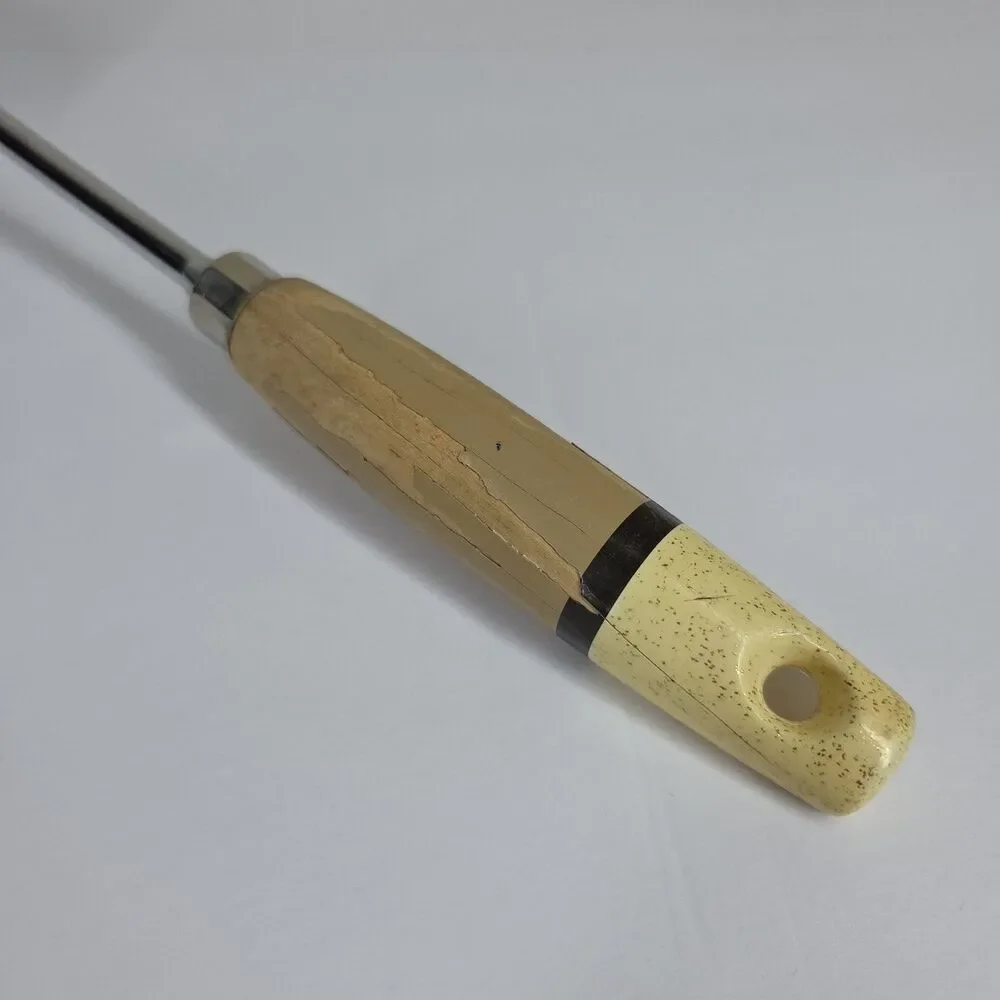 Vtg Ekco USA Chromium Plated Serving Cooking Spoon Painted Wooden Handle